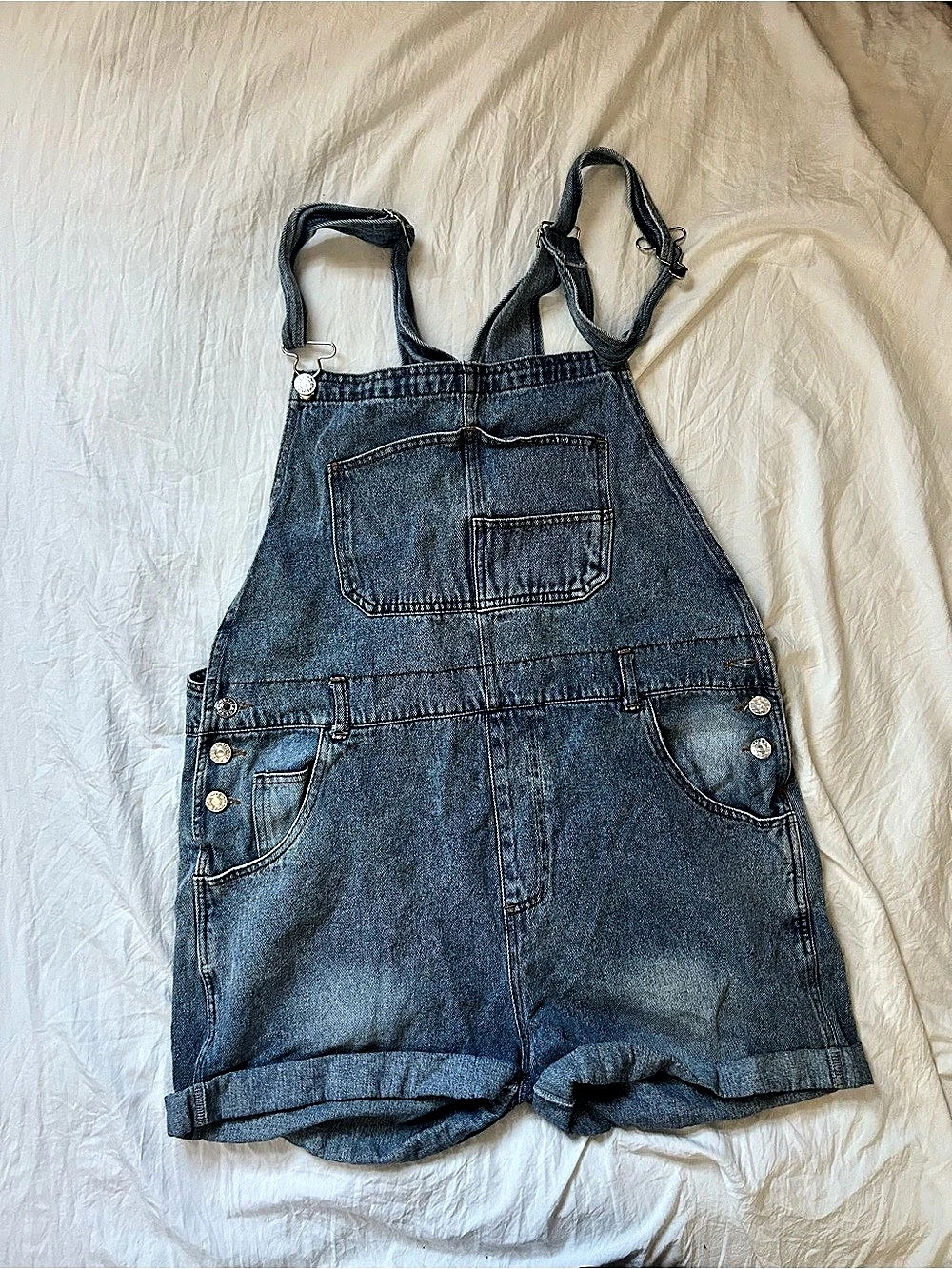 Denim Short Overalls in Blue